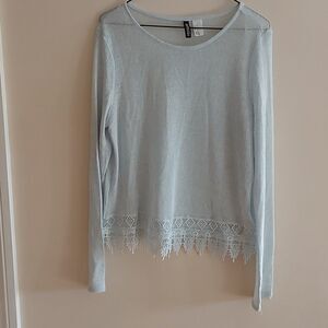 NWOT H&M lace trimmed blouse sz. M